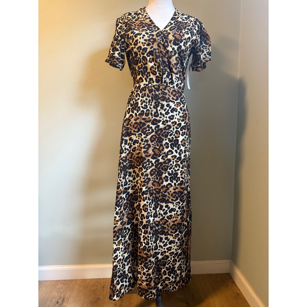 Leopard Print Maxi Dress - Brown/Black